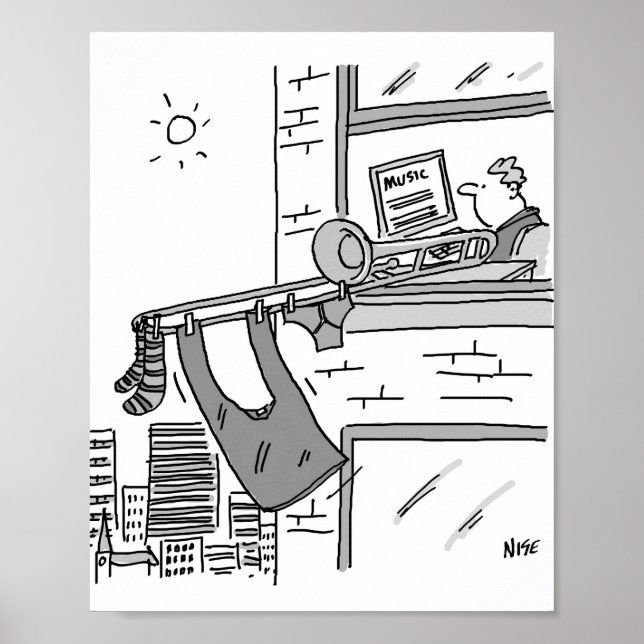 Trombonist Hangs his Washing Out Poster (Front)