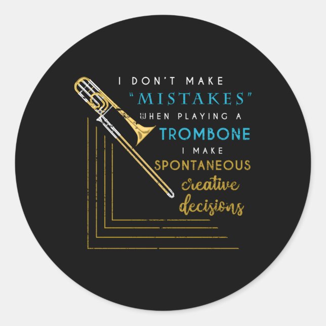 Trombonist Jazz Musician Marching Band Trombone Classic Round Sticker (Front)