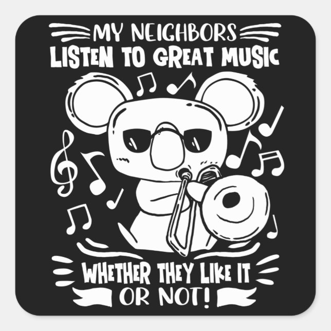 Trombonist Trombone Player Koala With Trombone Square Sticker (Front)