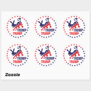 Tromp Trump Kicking Democratic Donkey Political LG Classic Round Sticker