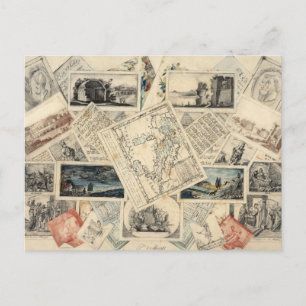 Trompe l’œil of a Map of Italy P. Verburght Postcard