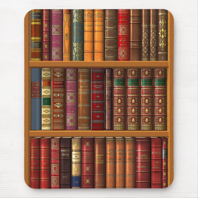 Trompe l'oeil "French library". Mouse Mat (Front)