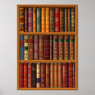 Trompe l'oeil "French library". Poster
