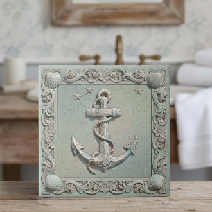 Trompe L'oeil Marine Life Anchor ID1190c Tile