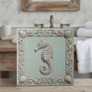 Trompe L'oeil Marine Life Seahorse ID1190g Tile