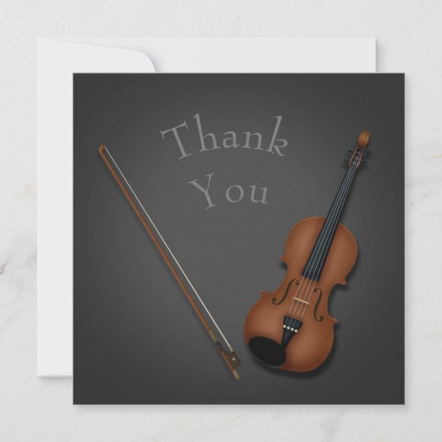 Trompe L'oeil Miniature Violin & Bow Personalised Thank You Card (Front)