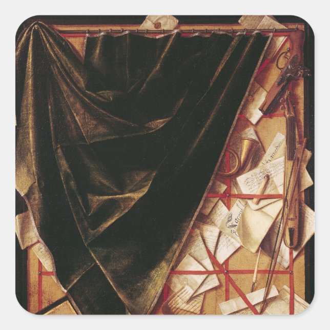 Trompe l'Oeil Square Sticker (Front)