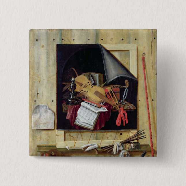 Trompe l'Oeil Still Life, 1665 15 Cm Square Badge (Front)
