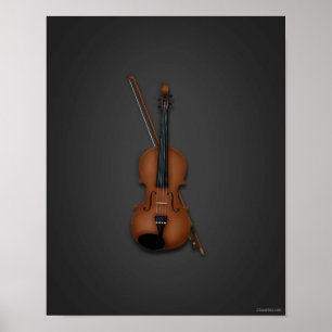 Trompe L'oeil Violin & Bow Classical Music Poster