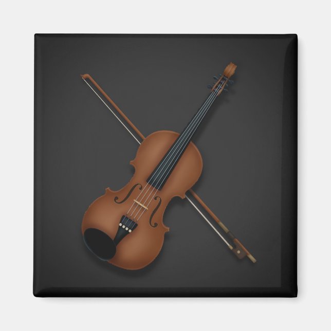 Trompe L'oeil Violin & Bow Elegant Classical Music Magnet (Front)