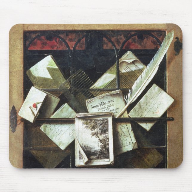 Trompe l'oeil with letters and notebooks, 1665 mouse mat (Front)