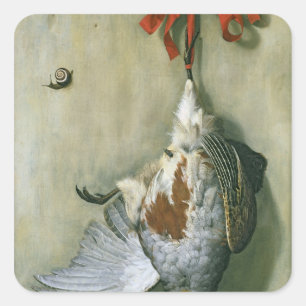 Trompe l'Oeil with Partridge, 1666 Square Sticker