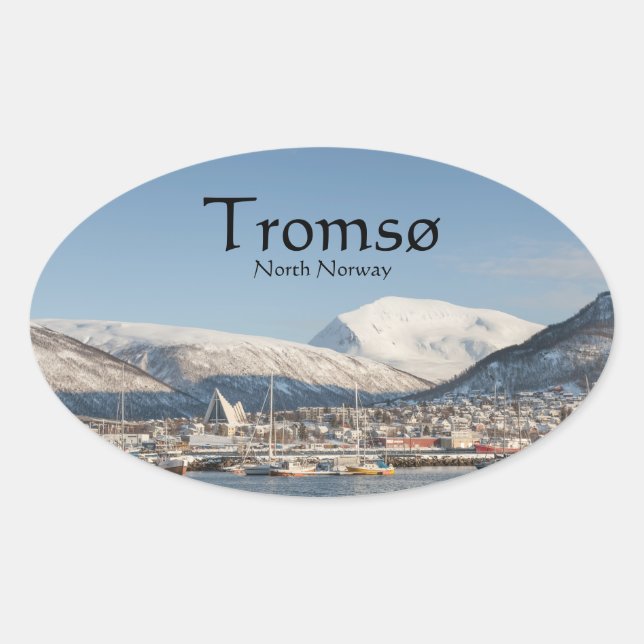 Tromso City Norway Oval Sticker (Front)