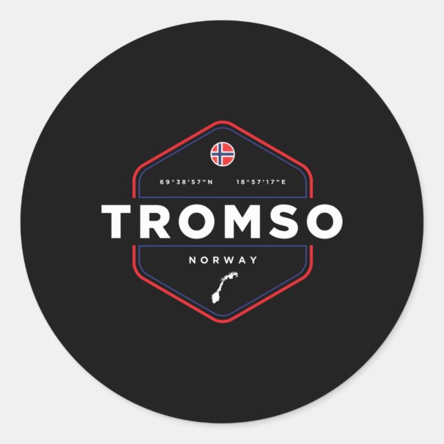 Tromso Norway Map Flag Classic Round Sticker (Front)