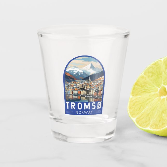 Tromso Norway Travel Art Vintage Shot Glass (Front)