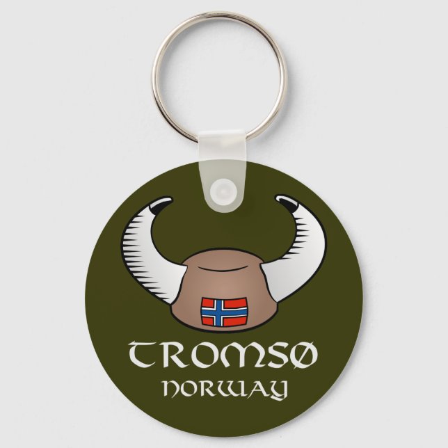 Tromso Norway Viking Hat Key Ring (Front)