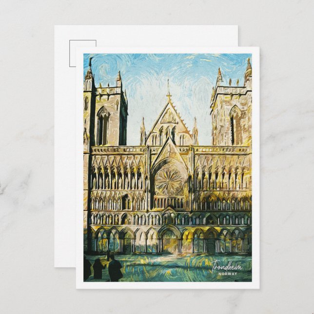 Trondheim Norway Beautiful Oil Painting City Postcard (Front/Back)