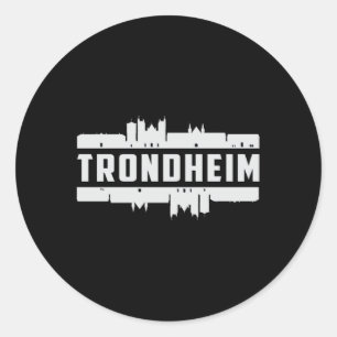 Trondheim Norway City Skyline Cityscape Funny Gift Classic Round Sticker