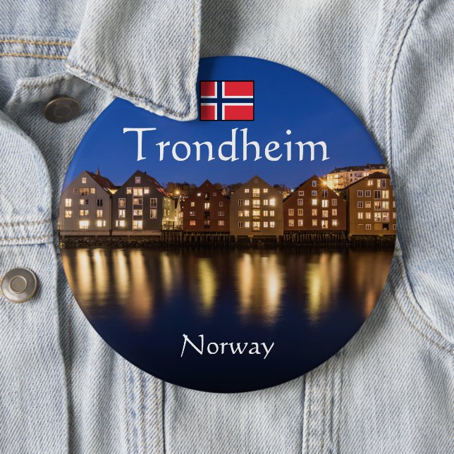 Trondheim Norway Souvenir 6 Cm Round Badge (In Situ)