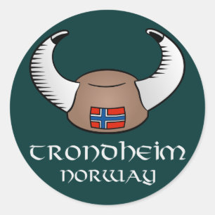 Trondheim Norway Viking Hat Classic Round Sticker