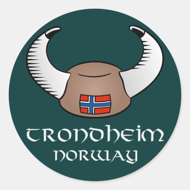 Trondheim Norway Viking Hat Classic Round Sticker (Front)