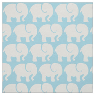 Troop Of Elephants (Elephant Pattern) - Grey Blue Fabric