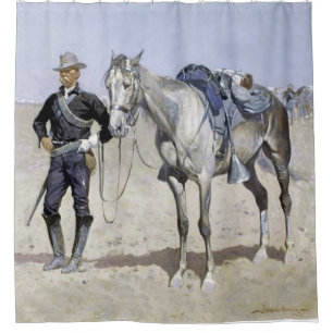 Trooper of the Plains by Frederic Remington Shower Curtain