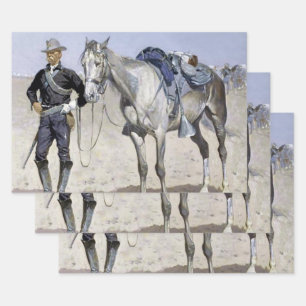 Trooper of the Plains by Frederic Remington Wrapping Paper Sheet