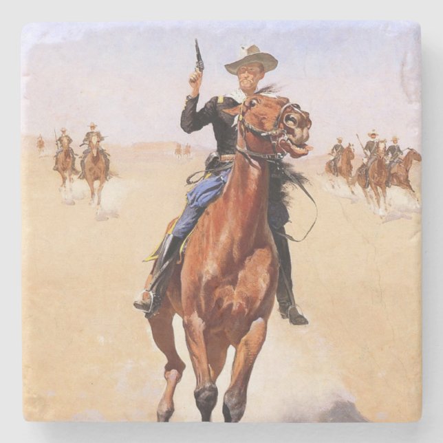 Trooper of the Plains (Cowboy Horse Rider) Stone Coaster (Front)