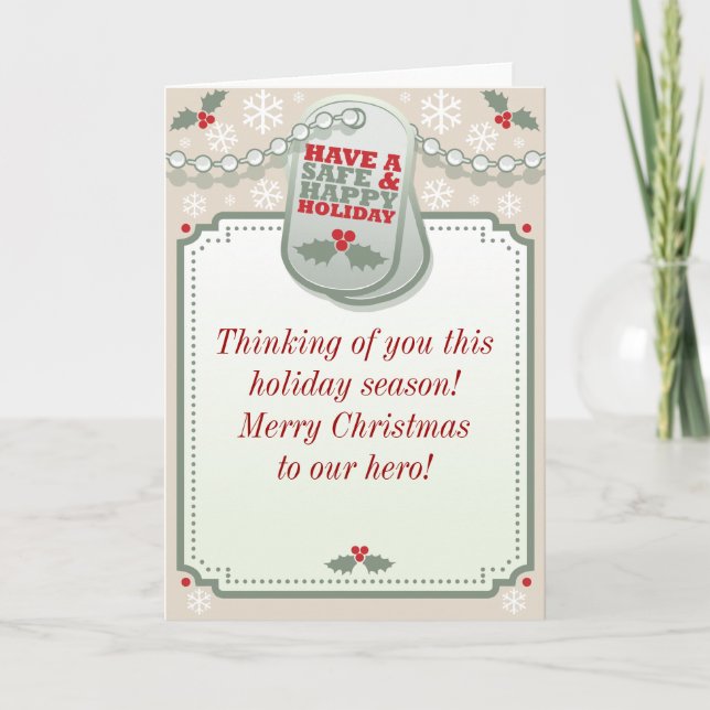 Troops Dog Tag Holiday Greeting Card (Front)