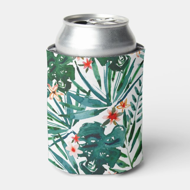 TROP DON'T STOP Green Tropical Monstera Can Cooler (Can Front)