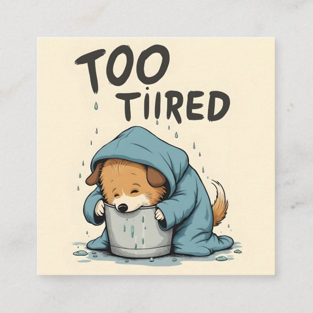 Trop fatigué pour ce PNG, Funny Goose Coffee Desig Square Business Card (Back)