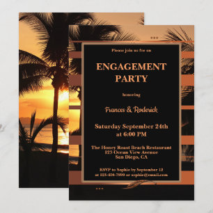 Tropcial Sunset Beach Engagement Party Invitation