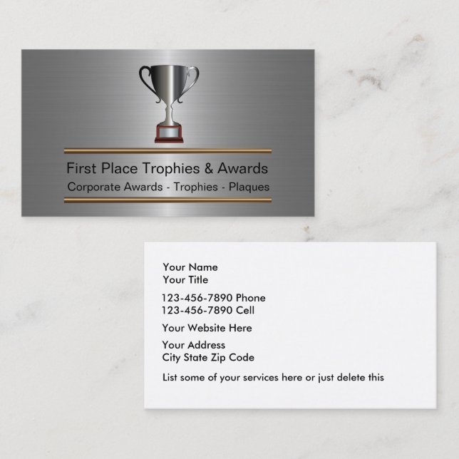 Trophy And Awards Business Cards (Front/Back)