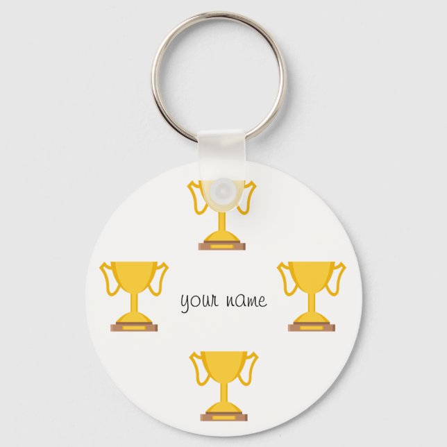 Trophy  and '' Your Name Here " Key Ring (Front)