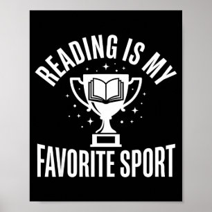Trophy books cute men women kids reading poster