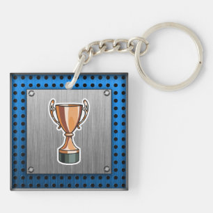 Trophy; Brushed Metal-look Key Ring
