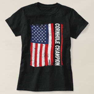 Trophy Champion Fun Bean Bag Cornhole Player Flag T-Shirt