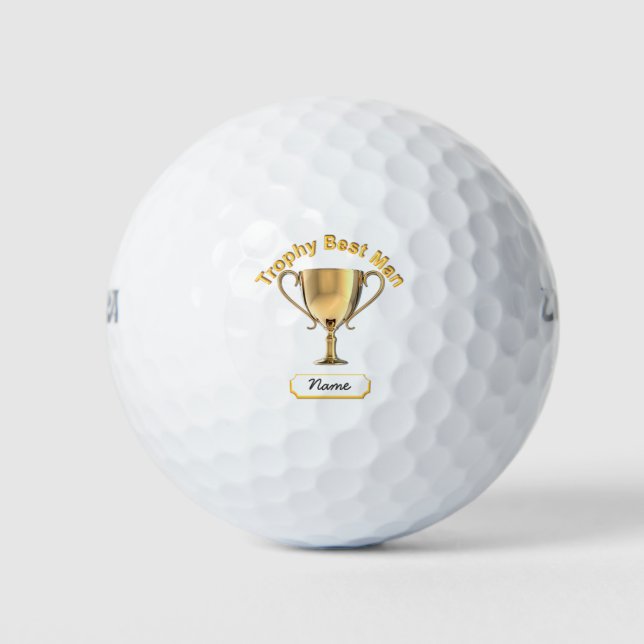 Trophy Cup for a Trophy 'Best Man'. Golf Balls (Front)