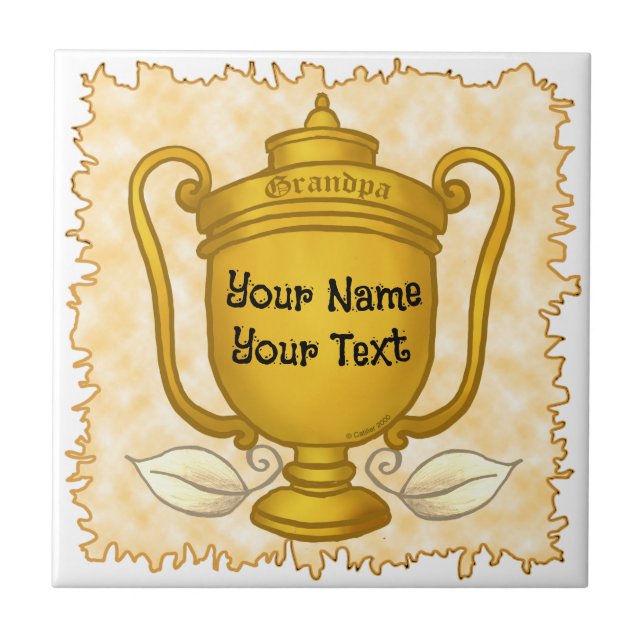 Trophy Grandpa golf  Tile (Front)