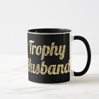 Trophy Husband Black and Gold Glittery Mug