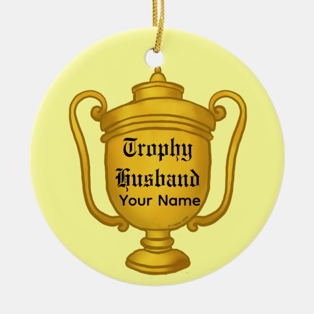 Trophy Husband Ceramic Tree Decoration (Front)