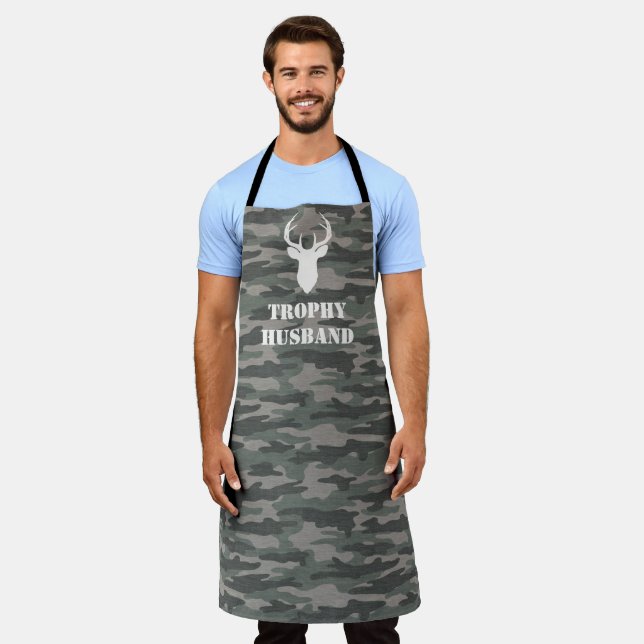 Trophy Husband Funny Men's Gift Camo Apron (Worn)
