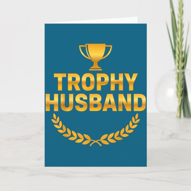 Trophy Husband Wedding Anniversary Illustration Card (Front)