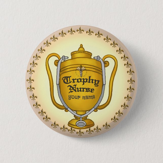 Trophy nurse 6 cm round badge (Front)