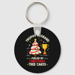 Trophy Retro Husband Fueled By Christmas Tree Cake Key Ring