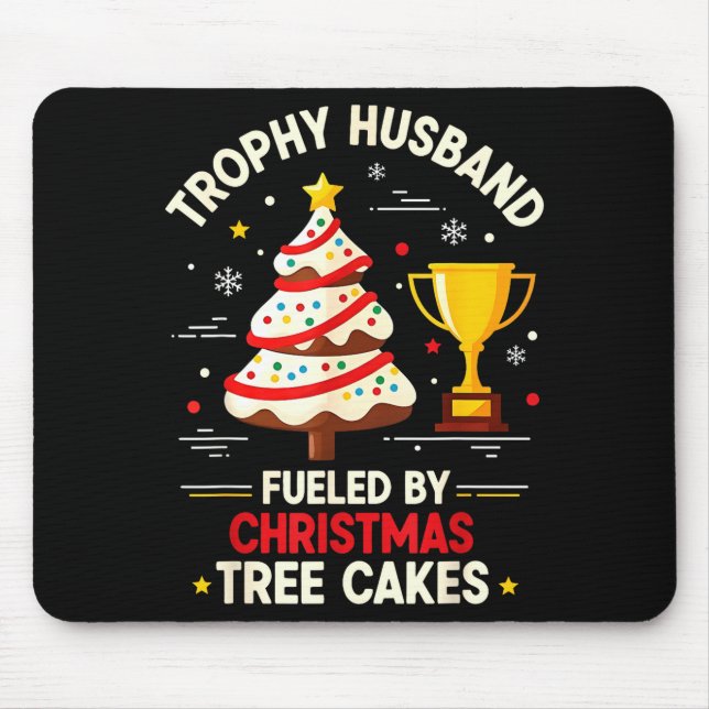 Trophy Retro Husband Fueled By Christmas Tree Cake Mouse Mat (Front)