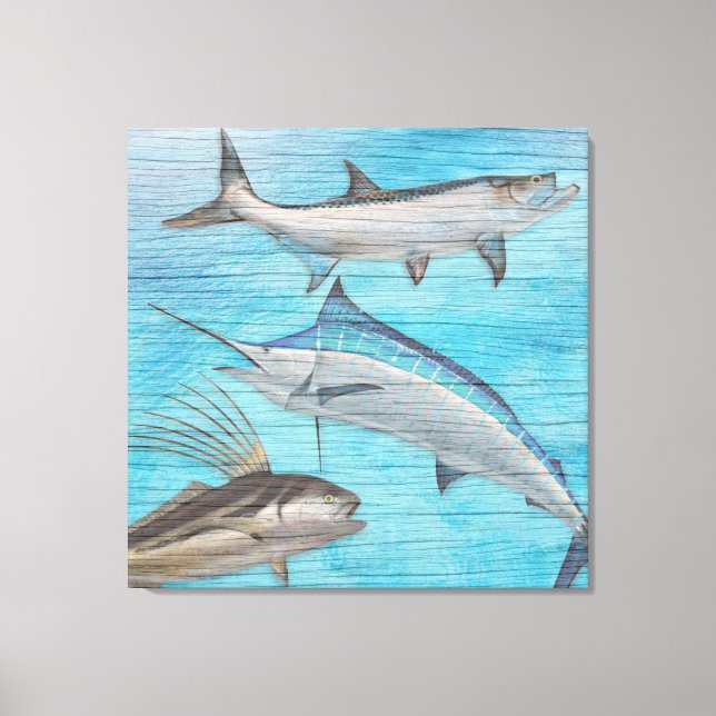 Trophy Saltwater Fish Tarpon Roosterfish Marlin Canvas Print (Front)