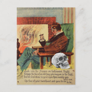 Trophy Skull Ghost Spirit Fireplace Postcard