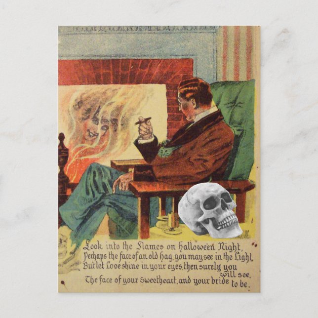 Trophy Skull Ghost Spirit Fireplace Postcard (Front)